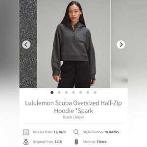 Lululemon Black and Silver Scuba Half Zip